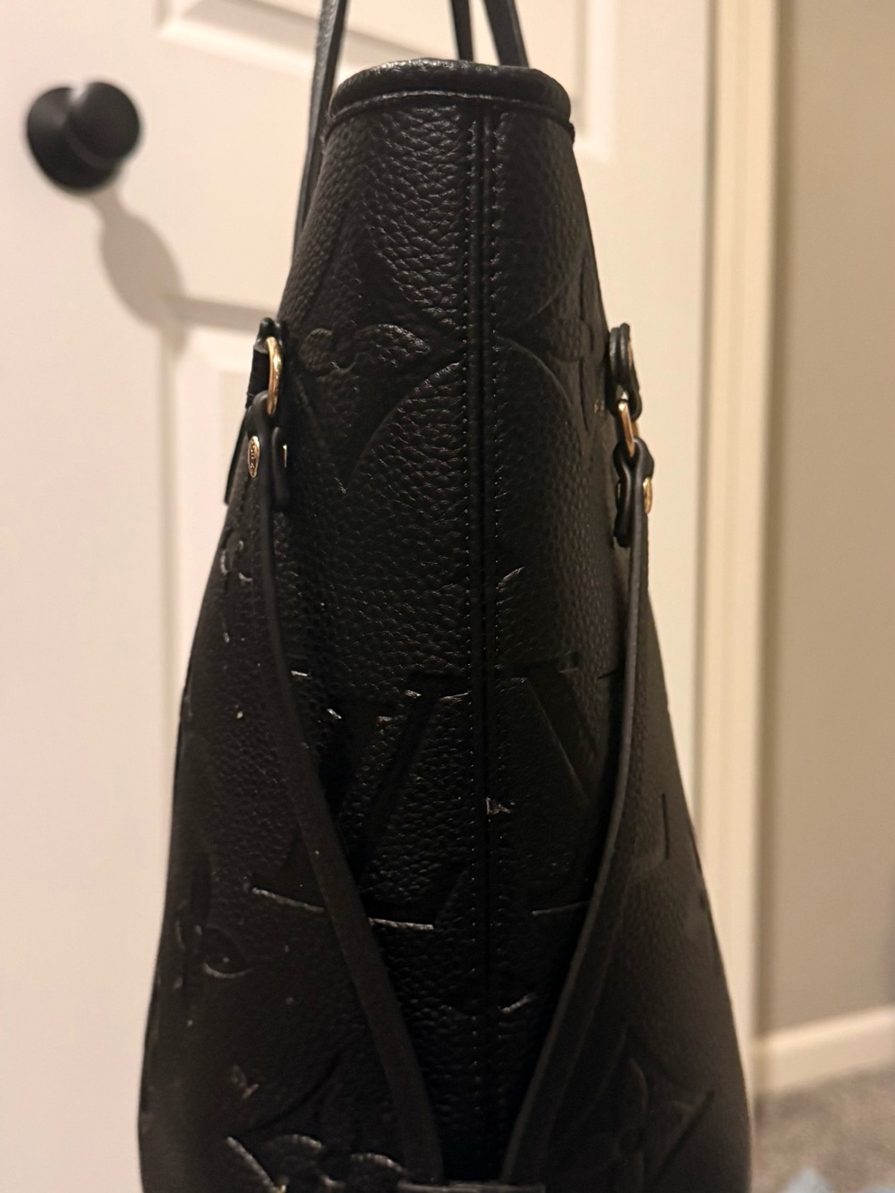 Louis Vuitton Black Embossed Monogram Leather Shopper Tote - Picture 3 of 3